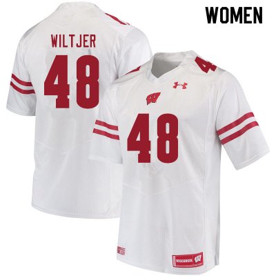 Women's Wisconsin Badgers NCAA #48 Travis Wiltjer White Authentic Under Armour Stitched College Football Jersey GY31F36CU
